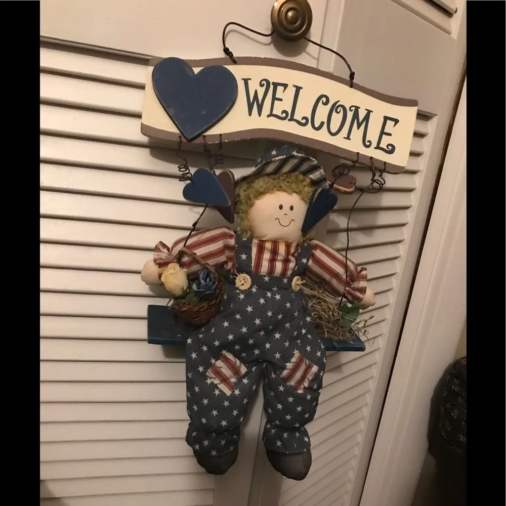 Rare Vintage USA Blonde Boy Welcome Door Hanger